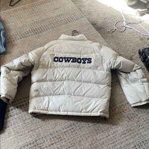 NFL Cowboys Silver Puffer Jacket